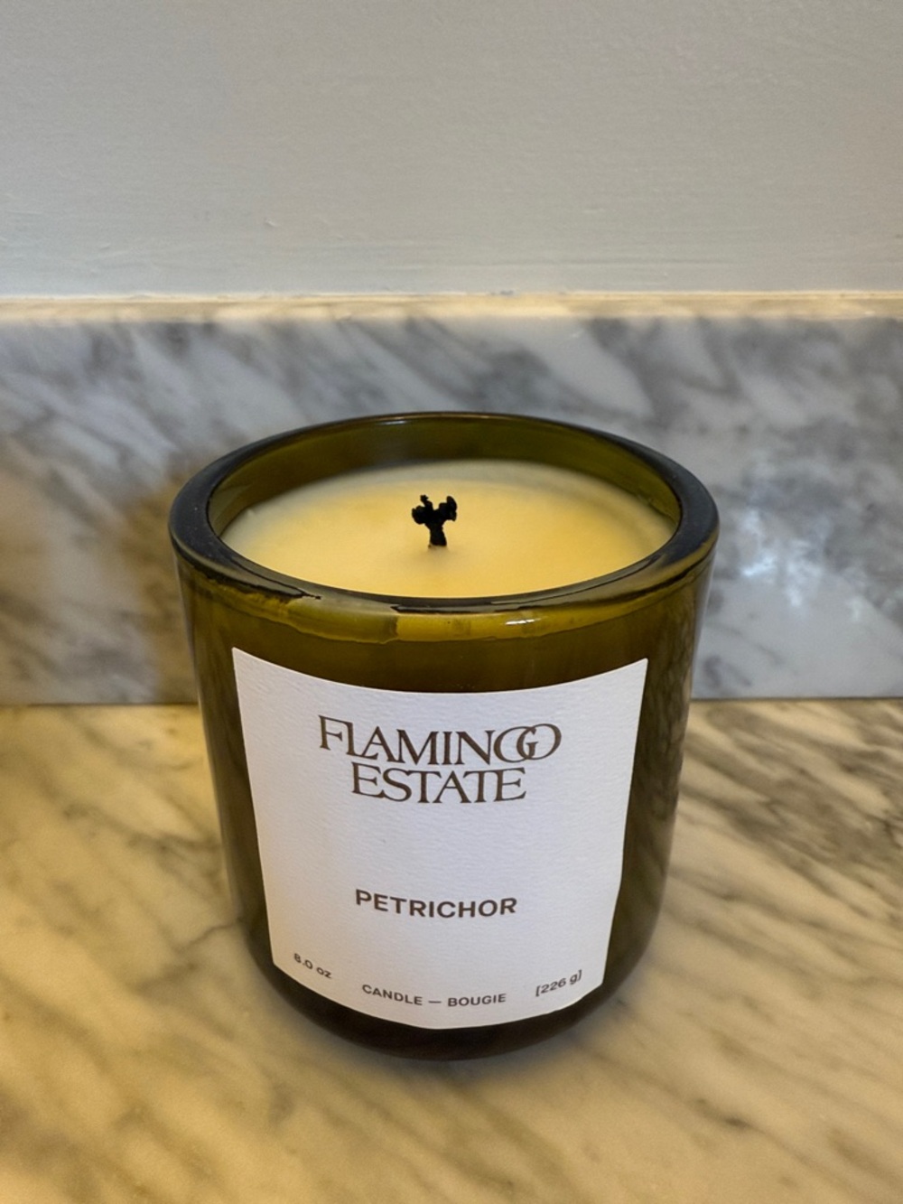 Flamingo Estate Petrichor Scented Candle — Olive Green